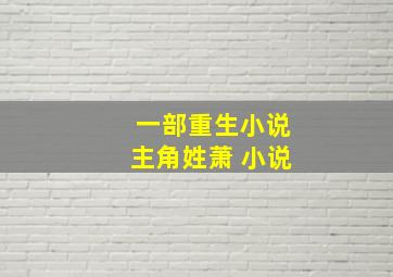 一部重生小说主角姓萧 小说